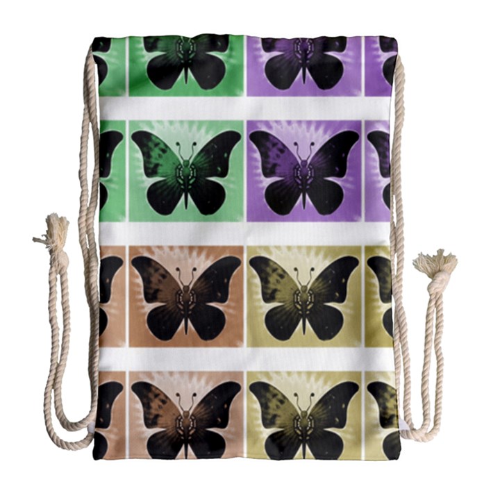 Seamless Wallpaper Butterfly Drawstring Bag (Large)