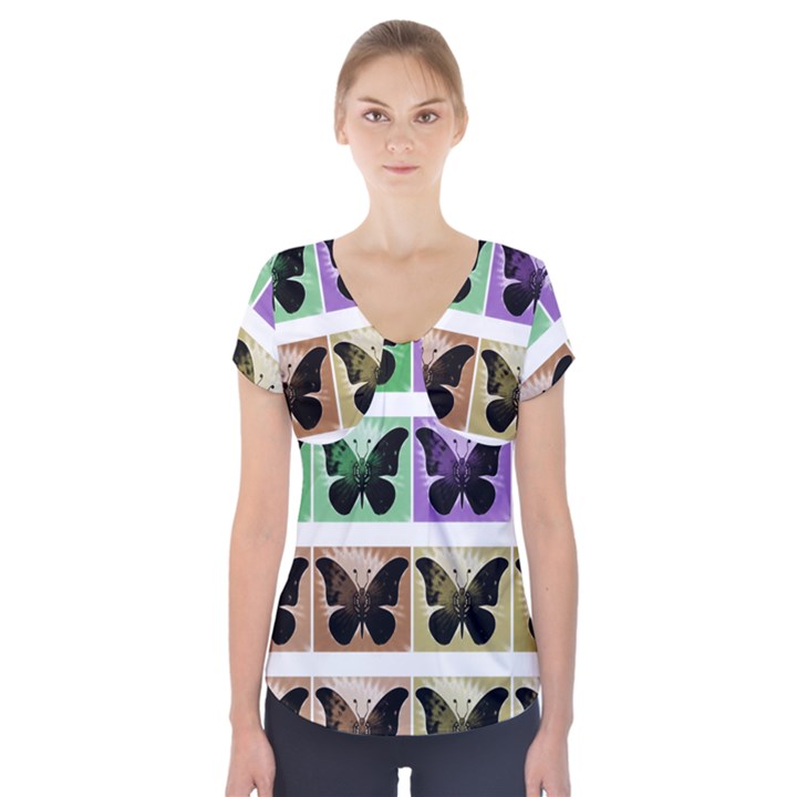 Seamless Wallpaper Butterfly Short Sleeve Front Detail Top