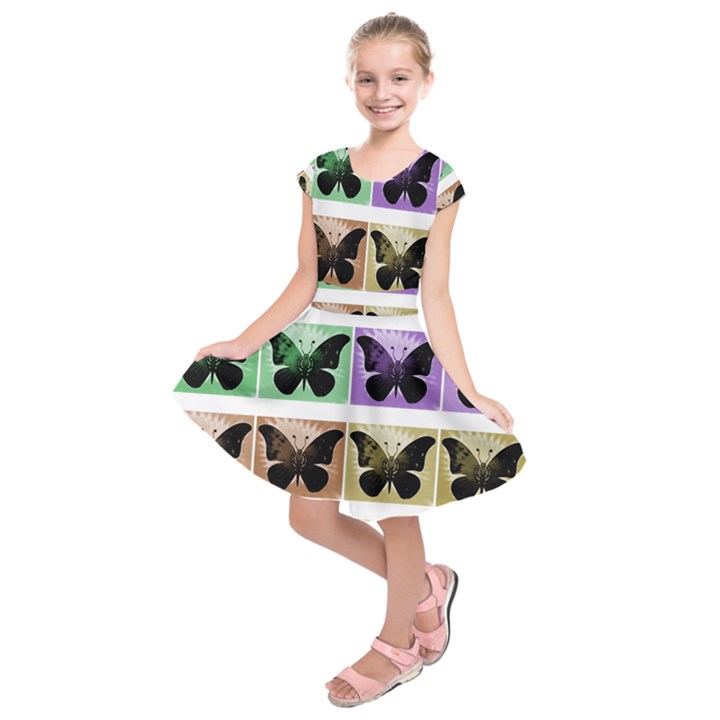 Seamless Wallpaper Butterfly Kids  Short Sleeve Dress