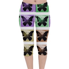 Seamless Wallpaper Butterfly Velvet Capri Leggings 