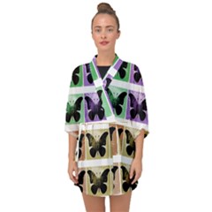 Seamless Wallpaper Butterfly Half Sleeve Chiffon Kimono