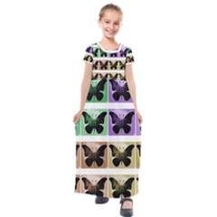 Seamless Wallpaper Butterfly Kids  Short Sleeve Maxi Dress