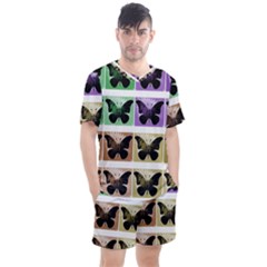 Seamless Wallpaper Butterfly Men s Mesh Tee and Shorts Set