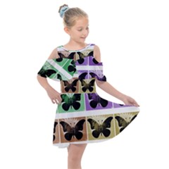 Seamless Wallpaper Butterfly Kids  Shoulder Cutout Chiffon Dress by Pakrebo