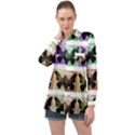 Seamless Wallpaper Butterfly Long Sleeve Satin Shirt View1