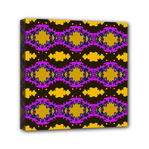 Seamless Wallpaper Digital Pattern Yellow Brown Purple Mini Canvas 6  X 6  (stretched) by Pakrebo