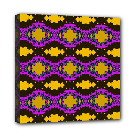 Seamless Wallpaper Digital Pattern Yellow Brown Purple Mini Canvas 8  X 8  (stretched) by Pakrebo