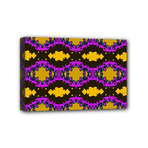 Seamless Wallpaper Digital Pattern Yellow Brown Purple Mini Canvas 6  X 4  (stretched) by Pakrebo