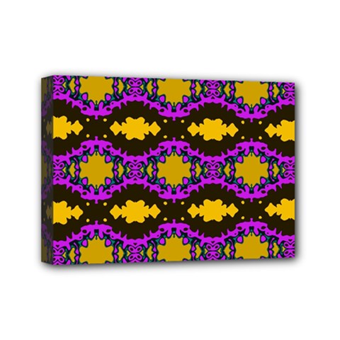 Seamless Wallpaper Digital Pattern Yellow Brown Purple Mini Canvas 7  X 5  (stretched) by Pakrebo