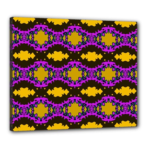 Seamless Wallpaper Digital Pattern Yellow Brown Purple Canvas 24  X 20  (stretched) by Pakrebo