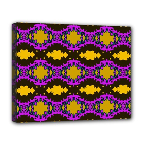 Seamless Wallpaper Digital Pattern Yellow Brown Purple Deluxe Canvas 20  X 16  (stretched) by Pakrebo