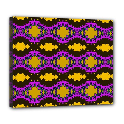 Seamless Wallpaper Digital Pattern Yellow Brown Purple Deluxe Canvas 24  X 20  (stretched) by Pakrebo