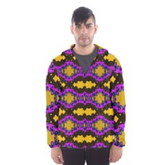 Seamless Wallpaper Digital Pattern Yellow Brown Purple Men s Hooded Windbreaker by Pakrebo