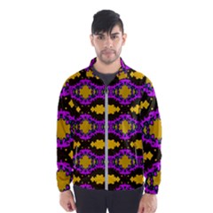 Seamless Wallpaper Digital Pattern Yellow Brown Purple Men s Windbreaker by Pakrebo