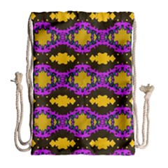 Seamless Wallpaper Digital Pattern Yellow Brown Purple Drawstring Bag (large) by Pakrebo