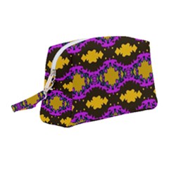 Seamless Wallpaper Digital Pattern Yellow Brown Purple Wristlet Pouch Bag (medium)