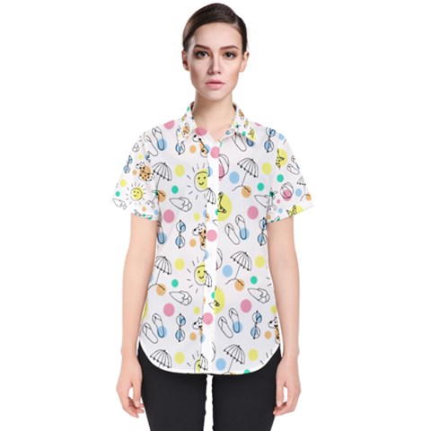 Summer Pattern Design Colorful Women s Short Sleeve Shirt by Pakrebo