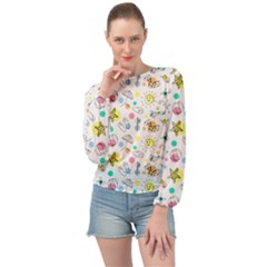 Summer Pattern Design Colorful Banded Bottom Chiffon Top