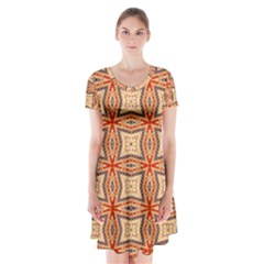 Rp-3-2 Short Sleeve V-neck Flare Dress