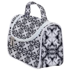 Seamless Wallpaper Pattern Ornamen Black White Satchel Handbag by Pakrebo