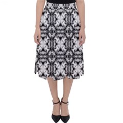 Seamless Wallpaper Pattern Ornamen Black White Classic Midi Skirt by Pakrebo