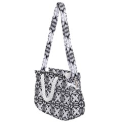 Seamless Wallpaper Pattern Ornamen Black White Rope Handles Shoulder Strap Bag