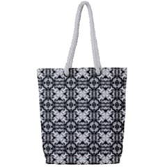 Seamless Wallpaper Pattern Ornamen Black White Full Print Rope Handle Tote (small) by Pakrebo