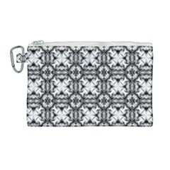 Seamless Wallpaper Pattern Ornamen Black White Canvas Cosmetic Bag (large) by Pakrebo