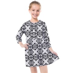 Seamless Wallpaper Pattern Ornamen Black White Kids  Quarter Sleeve Shirt Dress