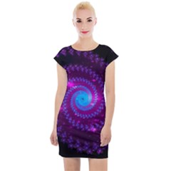 Fractal Spiral Space Galaxy Cap Sleeve Bodycon Dress by Pakrebo