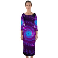 Fractal Spiral Space Galaxy Quarter Sleeve Midi Bodycon Dress by Pakrebo