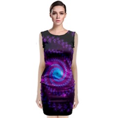 Fractal Spiral Space Galaxy Sleeveless Velvet Midi Dress by Pakrebo