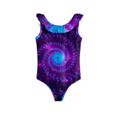 Fractal Spiral Space Galaxy Kids  Frill Swimsuit