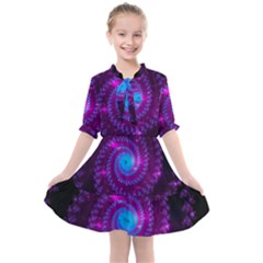 Fractal Spiral Space Galaxy Kids  All Frills Chiffon Dress