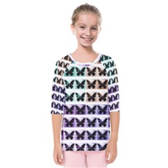 Seamless Wallpaper Butterfly Pattern Kids  Quarter Sleeve Raglan Tee