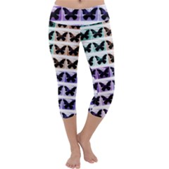 Seamless Wallpaper Butterfly Pattern Capri Yoga Leggings by Pakrebo