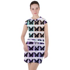 Seamless Wallpaper Butterfly Pattern Drawstring Hooded Dress by Pakrebo