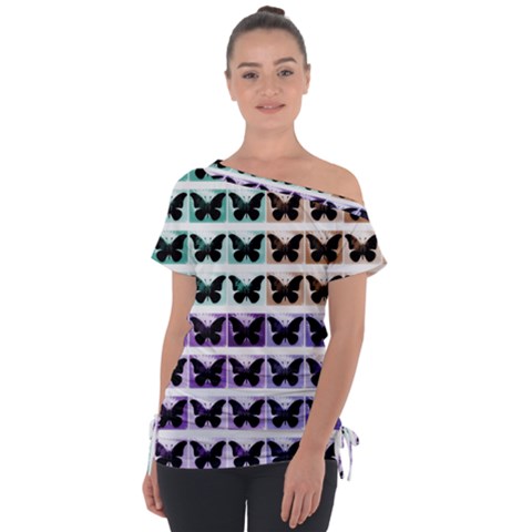 Seamless Wallpaper Butterfly Pattern Tie-up Tee by Pakrebo