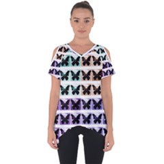 Seamless Wallpaper Butterfly Pattern Cut Out Side Drop Tee by Pakrebo