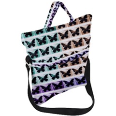 Seamless Wallpaper Butterfly Pattern Fold Over Handle Tote Bag by Pakrebo