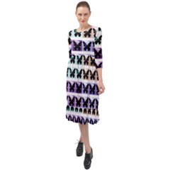 Seamless Wallpaper Butterfly Pattern Ruffle End Midi Chiffon Dress by Pakrebo