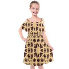 Seamless Pattern Ornament Kids  Cut Out Shoulders Chiffon Dress