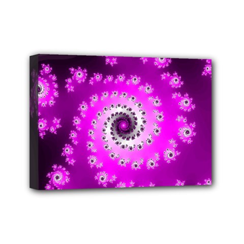 Fractal Pink Spiral Helix Mini Canvas 7  X 5  (stretched) by Pakrebo