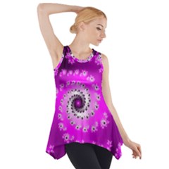 Fractal Pink Spiral Helix Side Drop Tank Tunic by Pakrebo