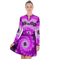 Fractal Pink Spiral Helix Long Sleeve Panel Dress by Pakrebo