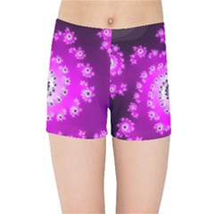 Fractal Pink Spiral Helix Kids  Sports Shorts by Pakrebo