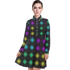 Seamless Pattern Design Ornament Long Sleeve Chiffon Shirt Dress by Pakrebo