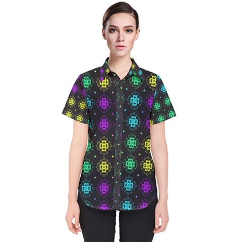 Seamless Pattern Design Ornament Women s Short Sleeve Shirt by Pakrebo