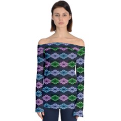 Seamless Wallpaper Geometric Off Shoulder Long Sleeve Top by Pakrebo