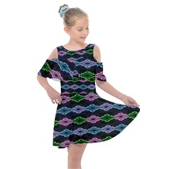 Seamless Wallpaper Geometric Kids  Shoulder Cutout Chiffon Dress by Pakrebo